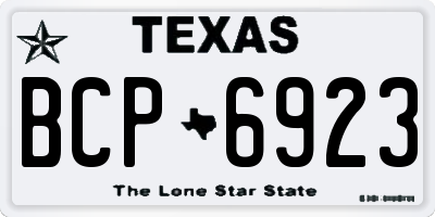 TX license plate BCP6923