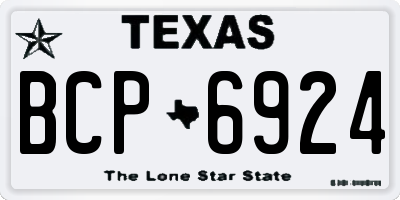 TX license plate BCP6924