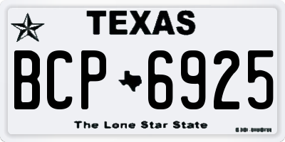TX license plate BCP6925