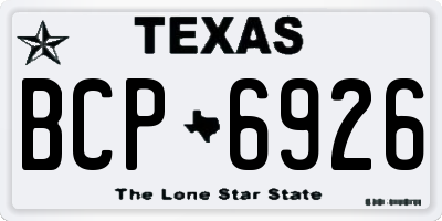 TX license plate BCP6926