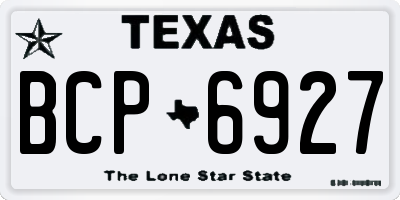 TX license plate BCP6927