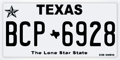 TX license plate BCP6928