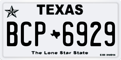 TX license plate BCP6929