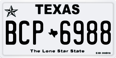 TX license plate BCP6988