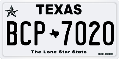 TX license plate BCP7020