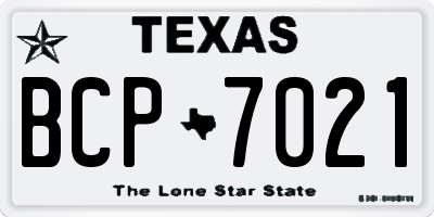 TX license plate BCP7021