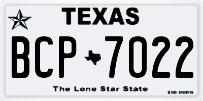 TX license plate BCP7022