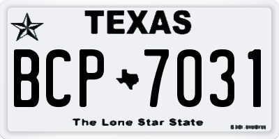 TX license plate BCP7031