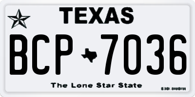 TX license plate BCP7036