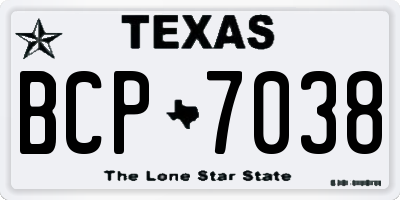 TX license plate BCP7038