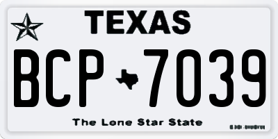 TX license plate BCP7039