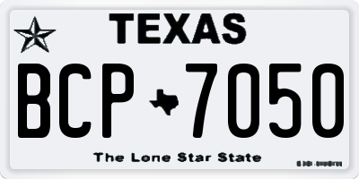 TX license plate BCP7050