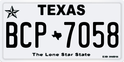 TX license plate BCP7058