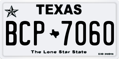 TX license plate BCP7060