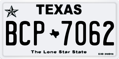 TX license plate BCP7062