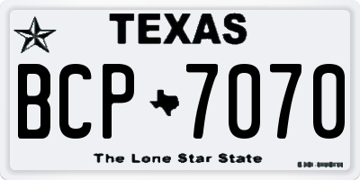 TX license plate BCP7070