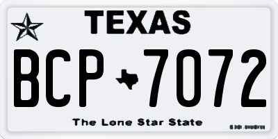 TX license plate BCP7072