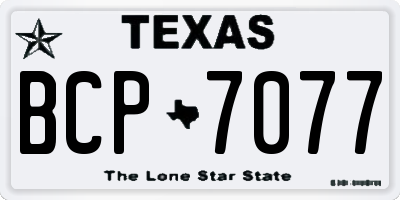 TX license plate BCP7077