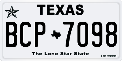 TX license plate BCP7098