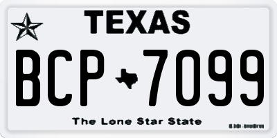 TX license plate BCP7099