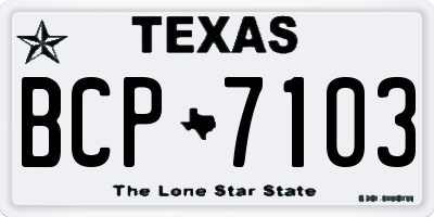 TX license plate BCP7103