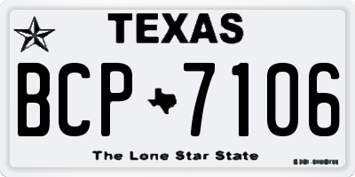 TX license plate BCP7106