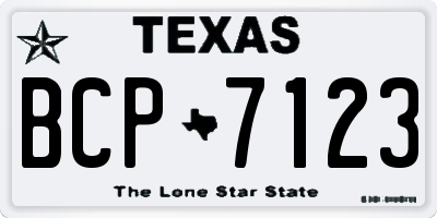 TX license plate BCP7123