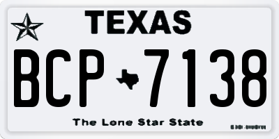 TX license plate BCP7138