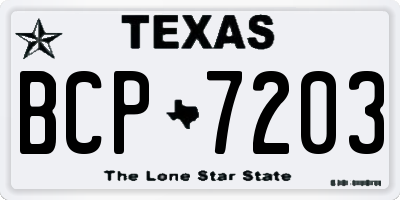 TX license plate BCP7203