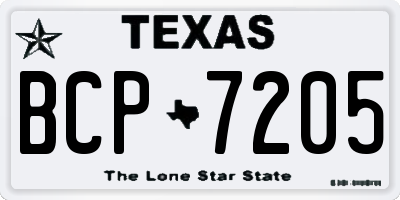 TX license plate BCP7205