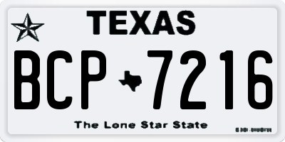 TX license plate BCP7216