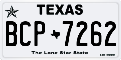 TX license plate BCP7262