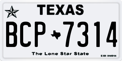 TX license plate BCP7314