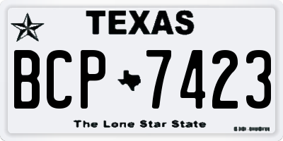 TX license plate BCP7423