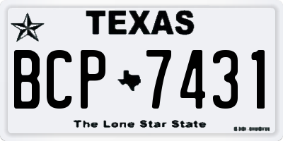 TX license plate BCP7431