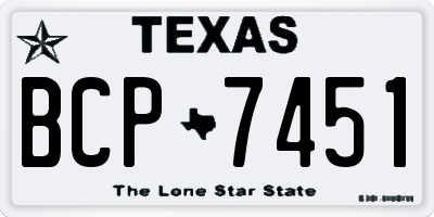TX license plate BCP7451