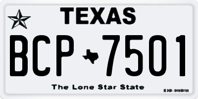 TX license plate BCP7501