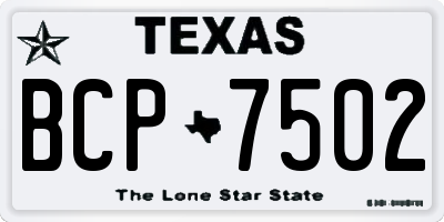 TX license plate BCP7502
