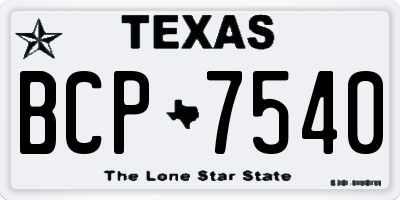 TX license plate BCP7540