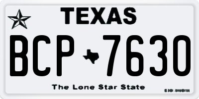 TX license plate BCP7630