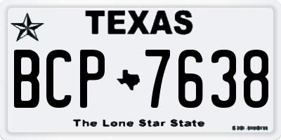 TX license plate BCP7638