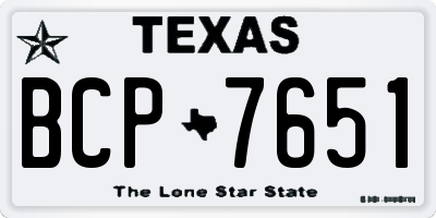 TX license plate BCP7651