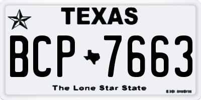 TX license plate BCP7663