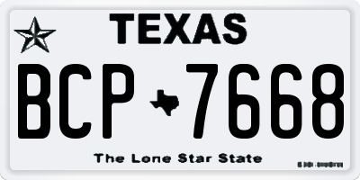 TX license plate BCP7668