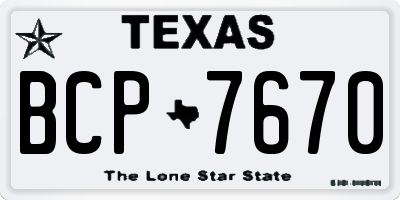 TX license plate BCP7670