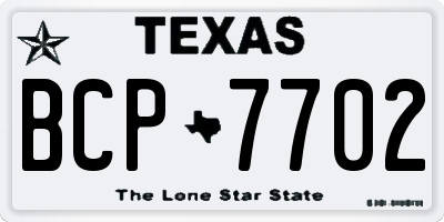 TX license plate BCP7702