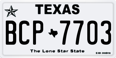 TX license plate BCP7703