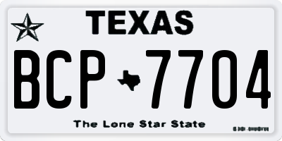 TX license plate BCP7704