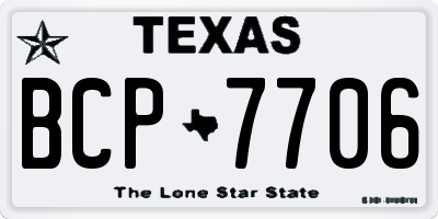 TX license plate BCP7706
