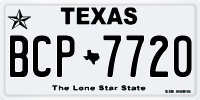 TX license plate BCP7720